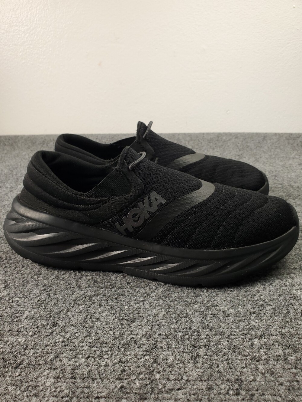 Hoka Ora Recovery Shoe 2 Mens 11 Slip On Comfort Walking Lightweight Black Knit
